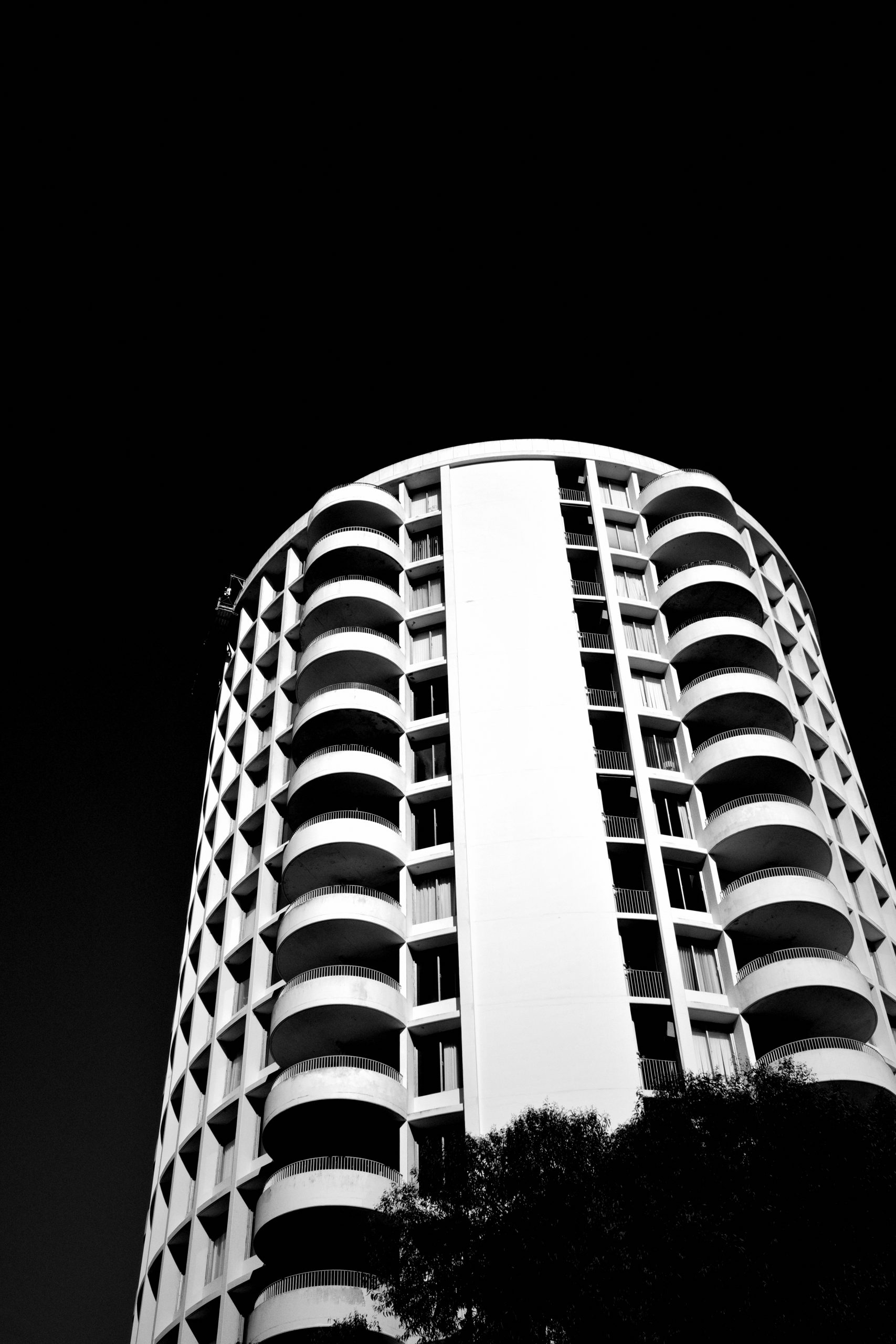 White building on black background